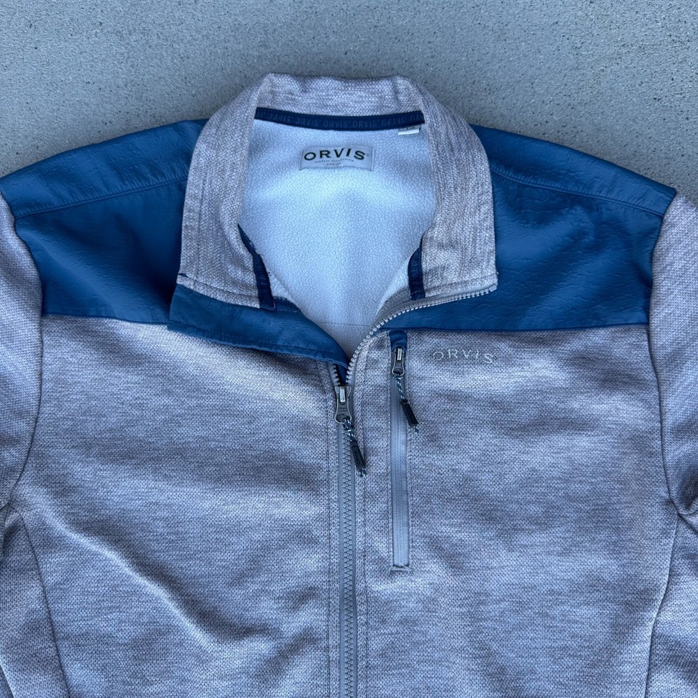 ORVIS Men's Large Mesh Fleece Full Zip‎ Jacket Gray